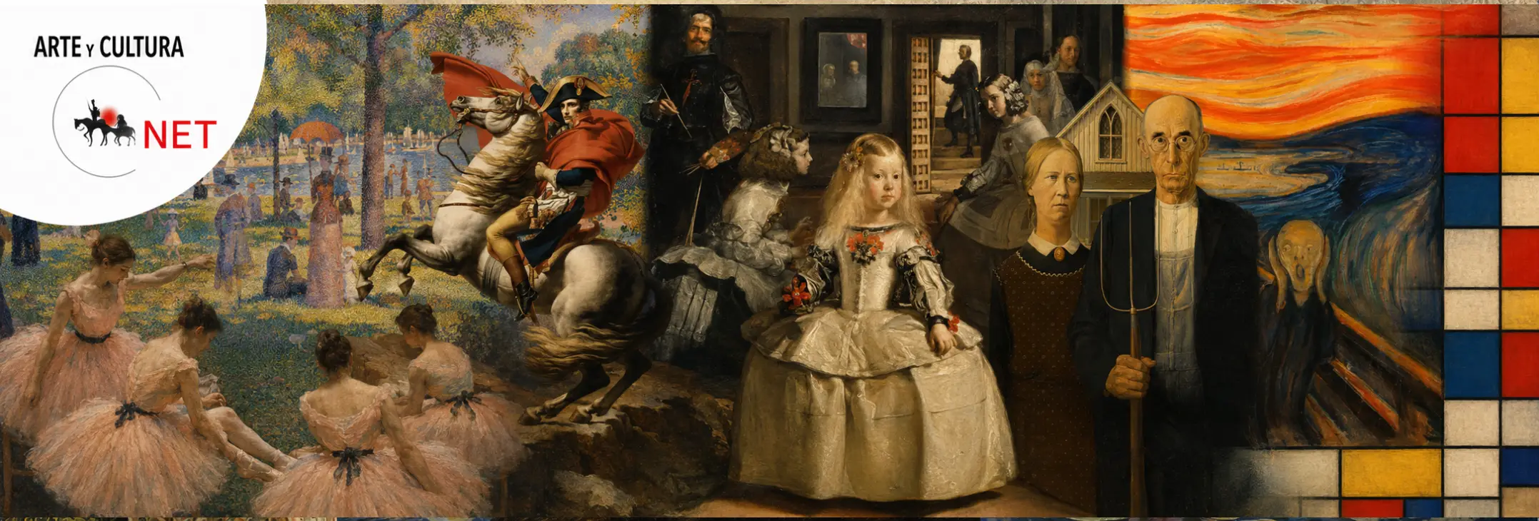 Collage de grandes movimientos de la historia del arte de Arte y Cultura NET